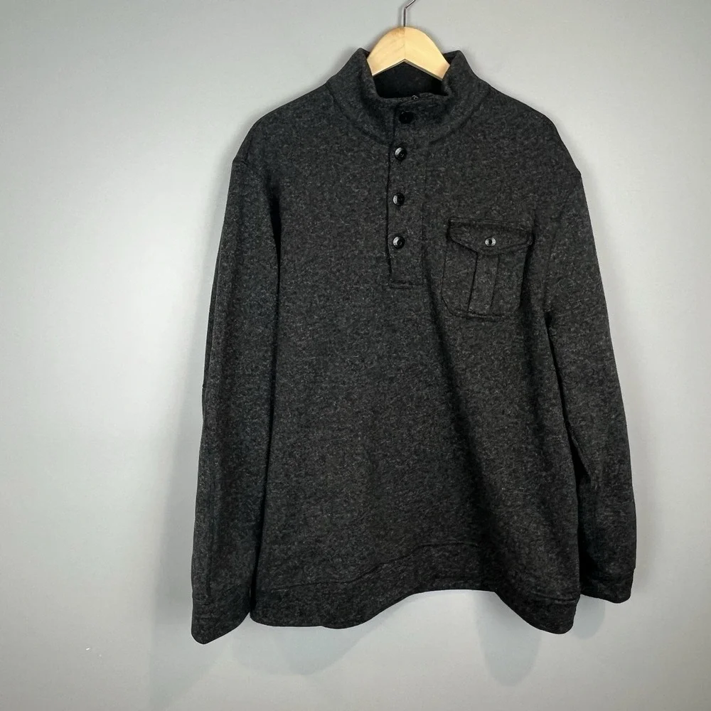 Polo Ralph Lauren Fleece Half Zip Pullover Mens Size XXL Black Marl Heather